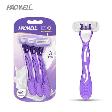 새로운 도착 3pcs 레이디 여성 여성 사용 고무 손잡이 빠른 배달 3 트리플 블레이드 면도기